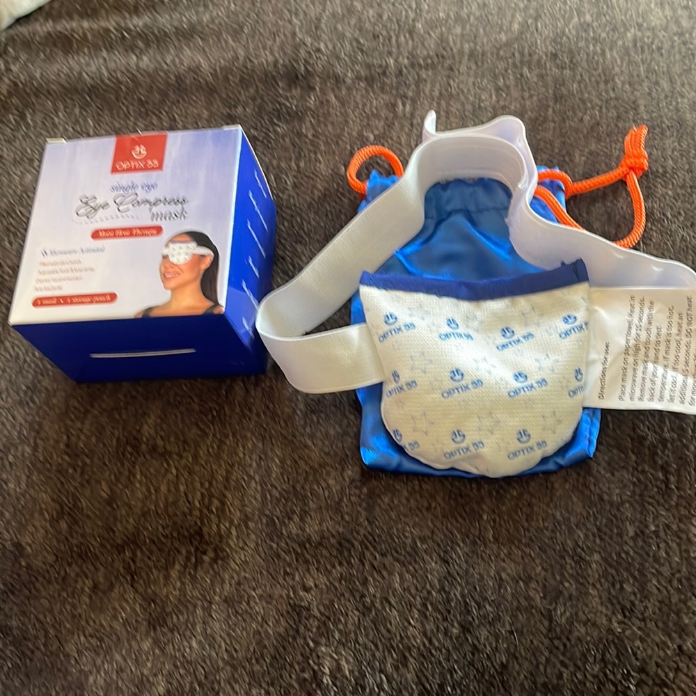 NIB~Eye Compress Mask~Moist Heat Therapy With Silica Beads/Adjustable